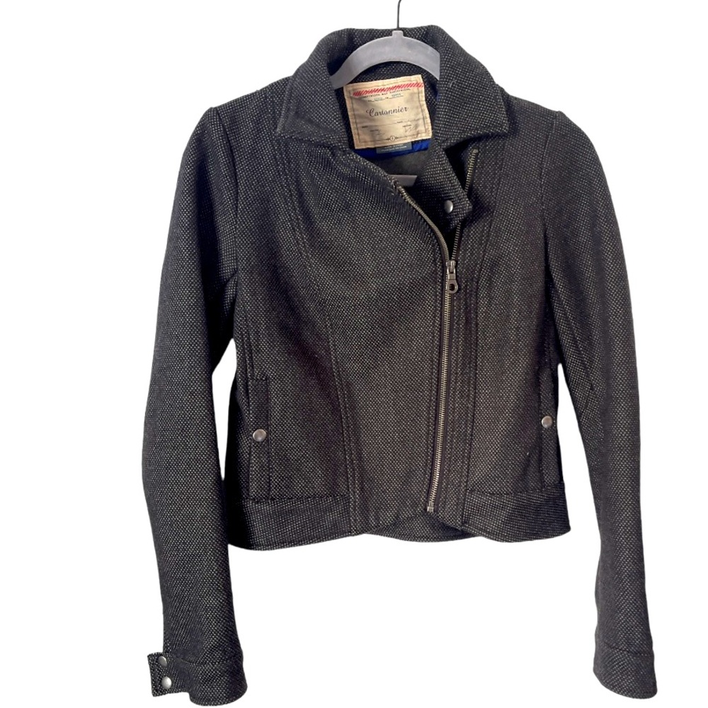 Anthropologie Cartonnier Jolie Grey Wool Blend Moto Jacket 2